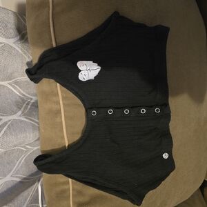 Black Crop Top with Button Detail